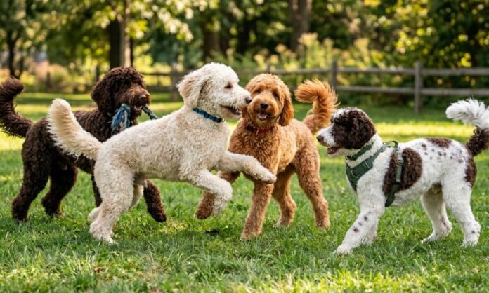 Goldendoodles Playing